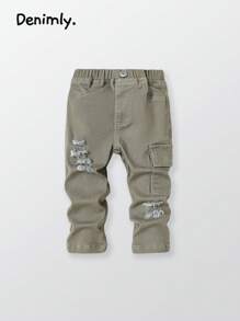 Toddler Boys' Casual Distressed Denim Jeans, Fashionable Comfortable Non-Stretch Lightweight Spring/Autumn