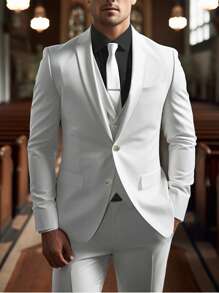 Manfinity Mode 1 Set Men Front Button Long Sleeve Minimalist Top And Long Pants Suit