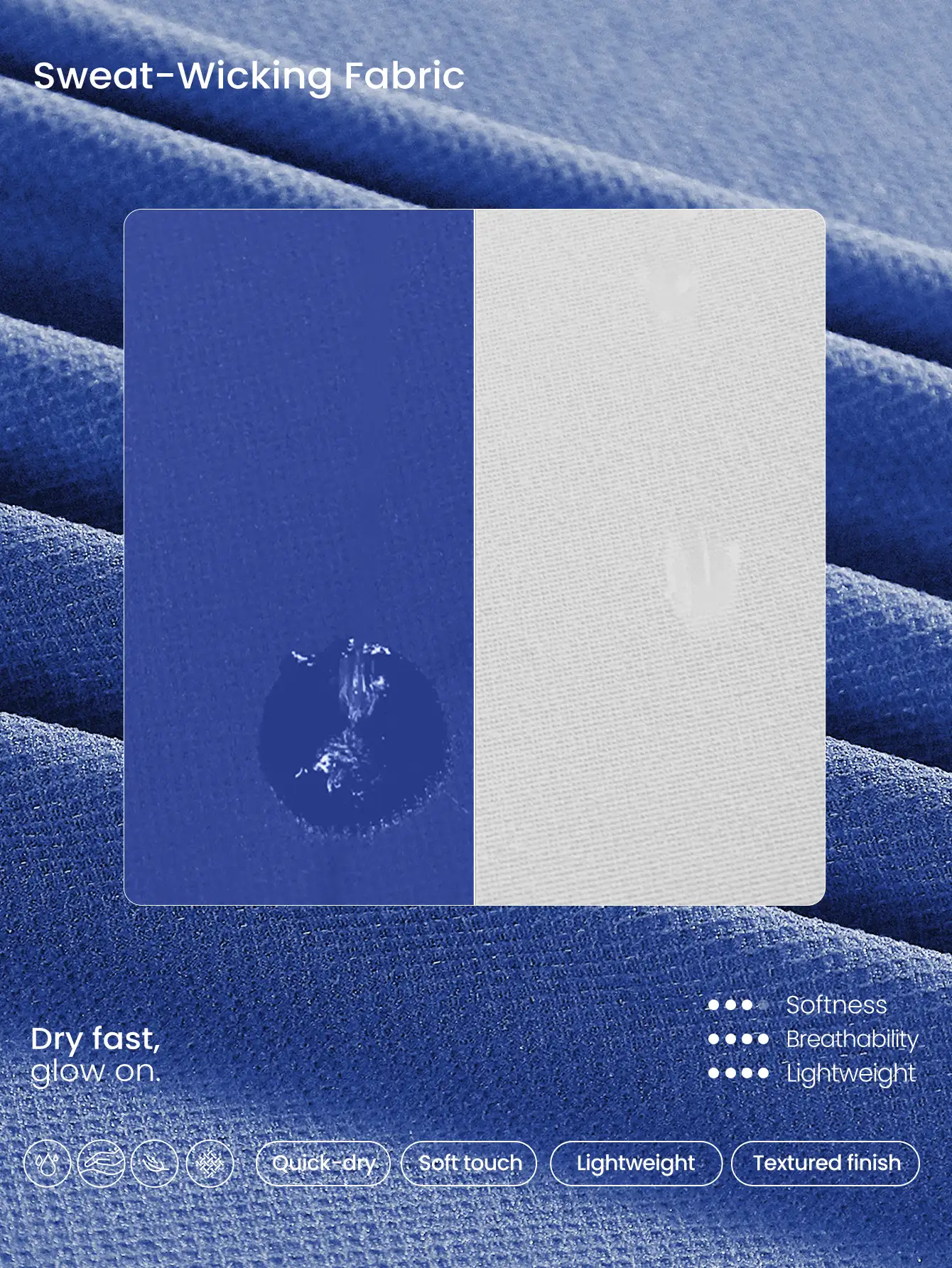 GLOWMODE 快干轻便可调节 X 带背心高强度跑步训练锻炼 - 藍色 - 查看 6