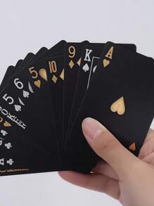1 opakowanie wodoodpornych i elastycznych kart do gry z pudełkiem, fajny design, idealny na imprezy, gry, prezenty i uroczystości, czarna karta, prezenty>czarne, karty do gry