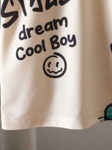 Young Boy Simple Casual Daily Short Sleeve Polo Shirt - Apricot - View 5