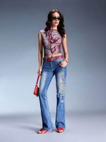 CUCCOO GRLICON Women's High Heel Sandals, Y2K Style, Punk Rock, Biker, Cool Girl, Suitable For Halloween, Christmas, Party - Red - View 6