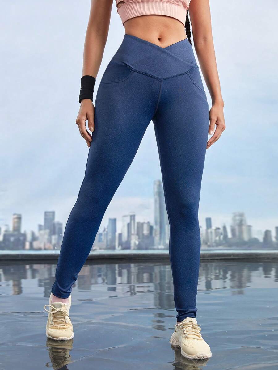 Gameset SHEIN Sport Leggings exteriores sencillos de unicolor para mujer