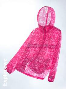 SHEIN 少女扎染印花长袖拉链前连帽衫和迷你裙休闲两件套 - 米色 - 查看 10