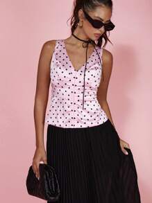 COSMINA 女士黑色圆点 V 领时尚背心，优雅适合正式场合 - 彩色 - 查看 7