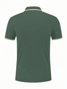 Manfinity Dauomo 男士条纹短袖休闲通勤 Polo 衫 - 薄荷綠 - 查看 2