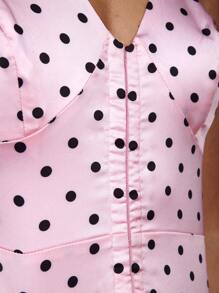 COSMINA 女士黑色圆点 V 领时尚背心，优雅适合正式场合 - 彩色 - 查看 3