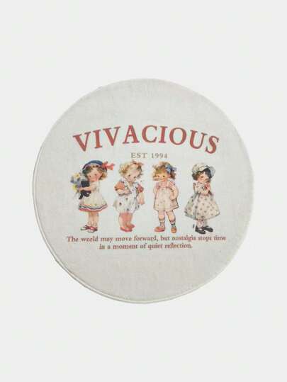 Kawaii Manta decorativa engrosada de imitación de cachemira con dibujo de chica retro en caricatura