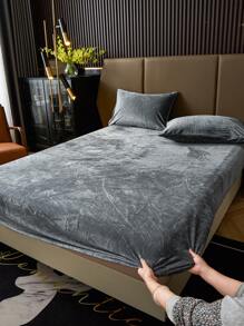 2/3pcs Gray Velvet Fitted Sheet Set Warm Soft Solid Fuzzy Fitted Sheet Set King Queen Full Twin Size, Luxury Super Soft Cozy Comfy Bottom Sheet With 11.8" Deep Pocket,Suitable For Fall Winter And Spring 1Fitted Sheet+1/2Pcs Pillowcases Domitory Bedding Back School Bedding - Grey - View 2