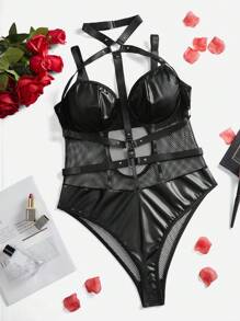 2pcs Sexy Black Plus Size Lingerie Set - Black - View 7