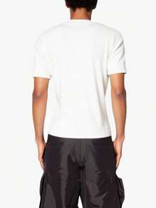 ROMWE MEN Street Life Men's Mock Neck Slim Fit Star Pattern Knitted Sweater - White - View 2