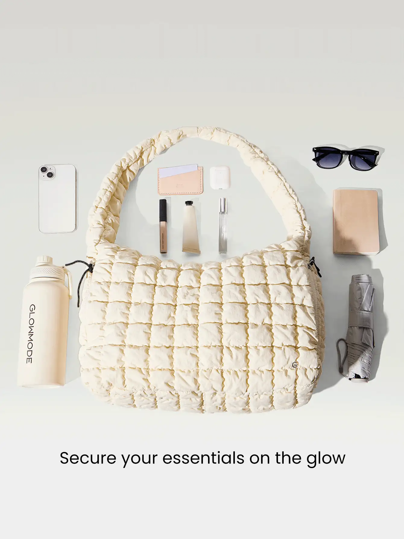 GLOWMODE Quilted Water-Resistant Carryall Shoulder Bag - Apricot - View 2