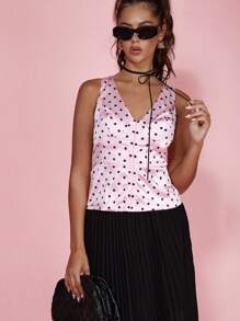 COSMINA 女士黑色圆点 V 领时尚背心，优雅适合正式场合 - 彩色 - 查看 4