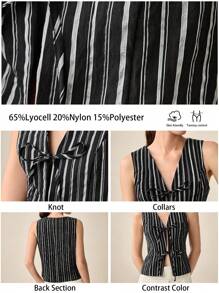 BizChic 女士黑白条纹系带吊带背心，适合通勤和夏季音乐节 - 黑與白 - 查看 7