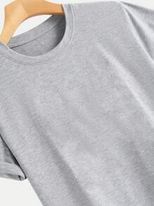 Manfinity Homme Men's Casual Round Neck Short Sleeve Simple Top, Daily Wear Men Plain T-Shirts Tee - Light Grey - View 5