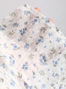 Sweetra 女式白色碎花盖袖方领修身衬衫，春夏 - 白色 - 查看 5