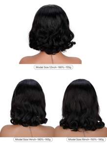 波浪卷发 13x4 透明蕾丝前鲍勃假发 100% 真人发质 180% 密度预拔婴儿发质 自然 1B 发际线 女士 - 上午 9 点发型 运动度假旅行节舞会户外角色扮演校园学校海滩婚礼露营假日装扮夏季装扮 度假氛围魅力优雅休闲 Y2k 时尚风格 Ss25 - SNatural - 查看 9