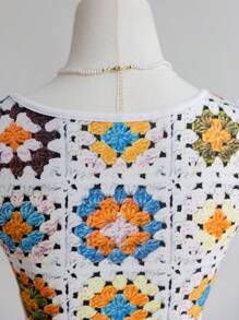 SHEIN 少女花卉钩针上衣套装，适合度假