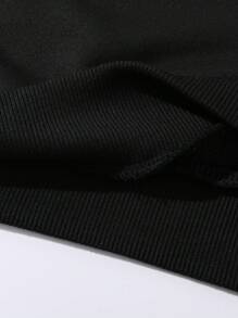 Slaydiva Slogan Graphic Sweatshirt & Shorts - Black - View 4