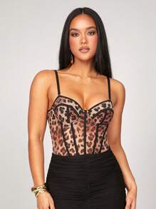 Silquee Corset thun họa tiết da báo lãng mạn đầu xuân và mùa hè, dây đeo có thể tháo rời, thích hợp cho ngày lễ tình nhân, hẹn hò, lễ hội âm nhạc, ngày lễ, kỳ nghỉ ở bãi biển, đồ bơi che thân, đêm đi chơi, tụ tập với bạn bè, tiệc hồ bơi và các trang phục ngày lễ khác - Nhiều màu - Xem 5