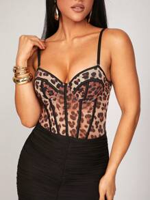 Silquee Corset thun họa tiết da báo lãng mạn đầu xuân và mùa hè, dây đeo có thể tháo rời, thích hợp cho ngày lễ tình nhân, hẹn hò, lễ hội âm nhạc, ngày lễ, kỳ nghỉ ở bãi biển, đồ bơi che thân, đêm đi chơi, tụ tập với bạn bè, tiệc hồ bơi và các trang phục ngày lễ khác - Nhiều màu - Xem 1