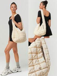 GLOWMODE Quilted Water-Resistant Carryall Shoulder Bag - Apricot - View 7