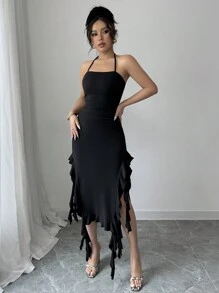 INAWLY Abito midi casual da donna, semplice e alla moda per uso quotidiano