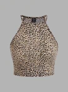 SHEIN EZwear 3 Peças/Conjunto Regatas Femininas Estampadas de Onça, Adequado para Verão - Multicolorido - Visão 5
