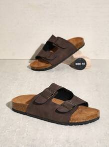 SHUZIA 女士宽版时尚休闲舒适仿皮平底凉鞋 - 摩卡棕 - 查看 3