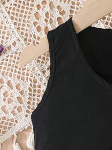 2 piezas Conjunto de blusa sin mangas y falda para niñas bebés, de verano