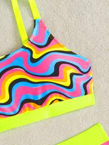 SHEIN Slayr 2pcs/Set Striped Multi-Color Strapless Sexy Bikini Set Women Swimwear, Summer Beach Vacation - Multicolor - View 8