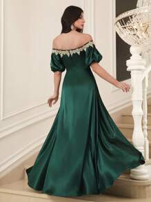 SHEIN Najma Women's Simple Fashion Casual Everyday Arabic Style Dress - Green - View 3