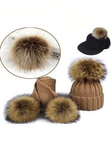 SHEIN 4/8/12PCS 10 厘米蓬松人造毛绒球，柔软人造狐狸毛球，带松紧环，用于编织帽子、围巾、包、钥匙链、DIY 无檐小便帽和生日礼物装饰。 - 彩色 - 查看 8