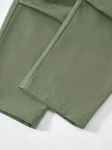 Young Boy Plain Casual Simple Everyday Pants - Army Green - View 3
