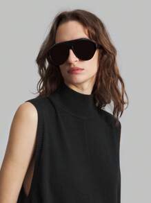 Ontre Bộ đồ liền thân cổ đứng khóa kéo màu đen thanh lịch dành cho nữ mới 2025, bộ đồ liền thân ngoài trời mùa xuân, mùa xuân/hè, trang phục công sở thường ngày, phong cách cổ điển giản dị, thời trang sân bay đi làm chất lượng cao, chất liệu cao cấp - màu đen - Xem 7