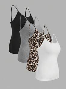 SHEIN Essnce 4pcs/Set Plus Size Women Casual Versatile Camisole