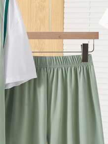 SHEIN 2pcs/Set Teen Boys' Casual 2 In 1 Sleeveless Tee And Shorts Set, Street Punk Rock Academy Daily Outings Party Music Festival, Suitable For Spring/Summer, Mint Green Numeral Graphic Print