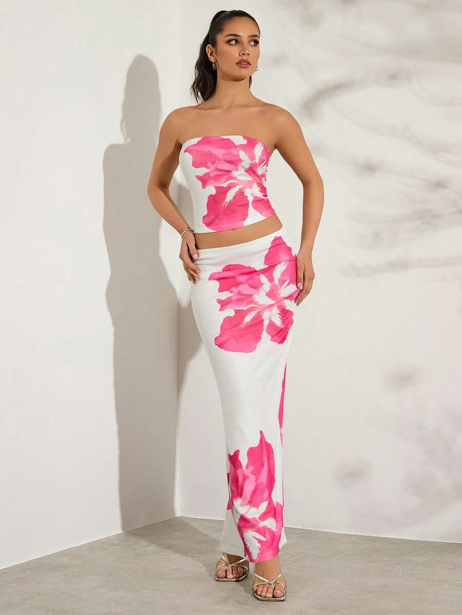 Glamine Spring And Summer Stylish Women's Two-Pieces Set Outfit - Vacation Matching Sets, Perfect College Students Outfit For Casual Wear And Valentine's Clothes, Valentine's Day Women Two Pieces Spring Two Pieces Set Summer 2 Pieces Set 2 Pieces Dress Set 2 Pieces Skirt Set - White - View 1