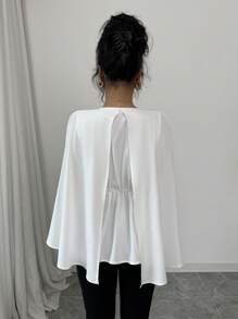 Elenzga 女士 V 领前褶皱收腰喇叭下摆衬衫裹身裙