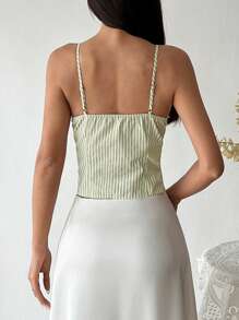 Flirla Damski top w paski z odkrytym przodem, Cami, wiosna/lato