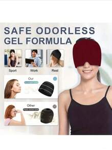 1 pieza Parche de gel de 17*22 cm de una sola capa - Gorro elástico y calmante para terapia de calor y frío para aliviar dolores de cabeza, sin necesidad de fuente de alimentación - Máscara para dormir