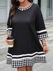 SHEIN LUNE 女士休闲圆领连衣裙，日常穿着的简约时尚波西米亚风夏季波西米亚风复古女士夏季服装春假狂欢服装节日春假服装