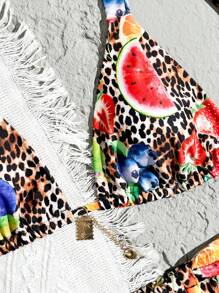 Swim Vcay Bộ đồ bơi bikini họa tiết da báo và hoa nhiệt đới gợi cảm dành cho nữ - Nhiều màu - Xem 3