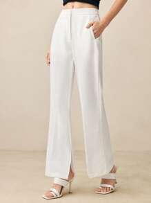 BizChic Women's White Commuting Flared Leg Dress Pants, Spring/Summer - White - View 3