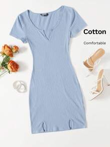 SHEIN EZwear Robe en tricot côtelé unicolore