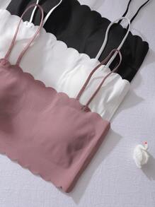 Set de 3 bralettes sin costuras, suaves y cómodos con almohadillas, en negro y blanco, para niñas preadolescentes