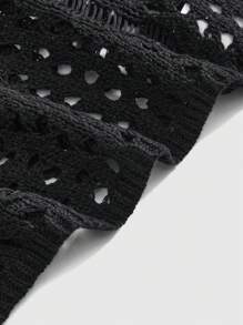 ROMWE Grunge Punk Grunge Cut-Off Off Shoulder Hollow-Out Knit Sweater