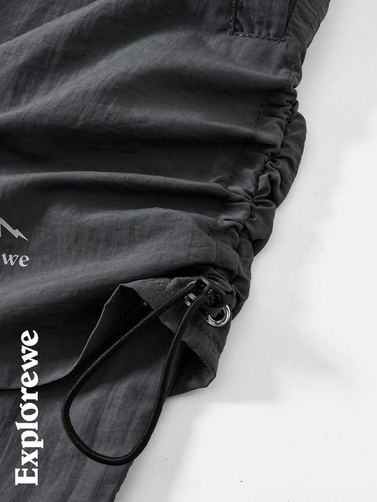 SHEIN Falda corta casual e impermeable con diseño de cordón lateral y estampado de letras para niña adolescente - Gris - Añade 3