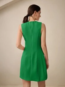 BizChic 2025 Summer New Green Non-Metal Buckle Regular Dress, Ladies Summer Business Casual Daily Commute Elegant Beach Holiday Suitable For Wedding Guests, Country Music Festival, Brunch, Airport Outfit - Green - View 6