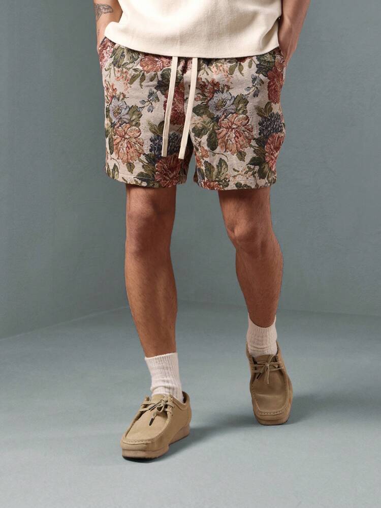 Pantalones cortos de estar con estampado floral de tapiz vintage